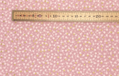 Tiny blossom on pink with gold metallic