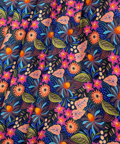 Bahia flora on dark blue