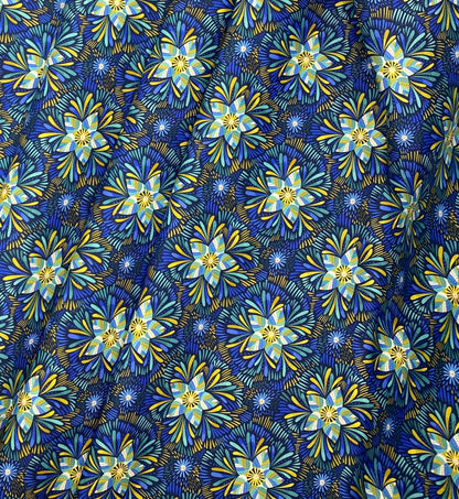 Axé blue and green floral on dark blue