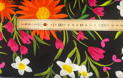 Lara Floral Viscose ECOVERO™ Satin - Black