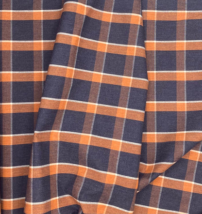 Navy and Orange Check - Cotton