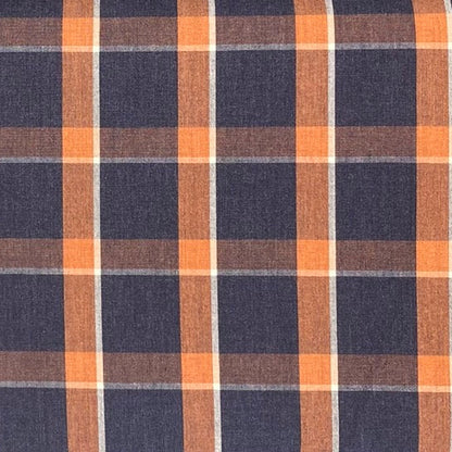 Navy and Orange Check - Cotton
