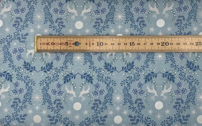 Winters moon stag on ice blue with pearl