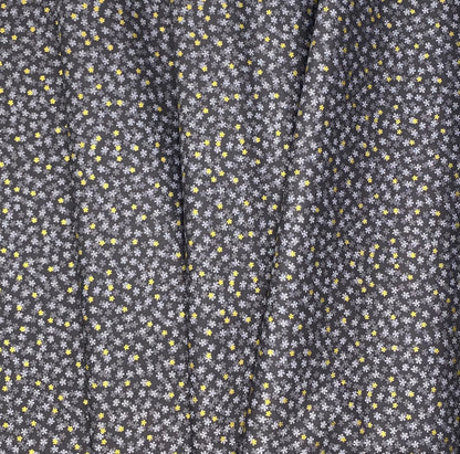 Tiny blossom on charcoal with gold metallic
