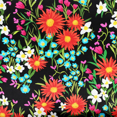 Lara Floral Viscose ECOVERO™ Satin - Black