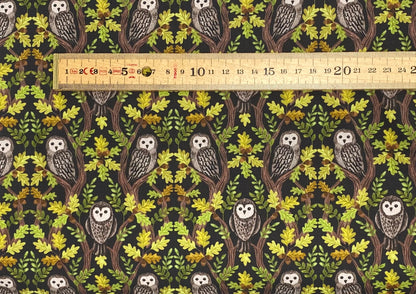 Wise owls on dark oak