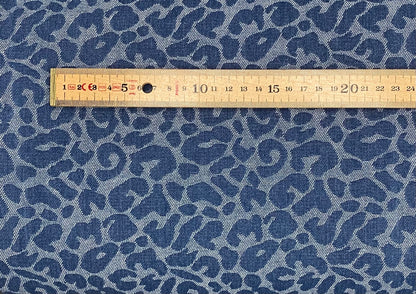 Leopard Washed Denim Jacquard - Medium Blue