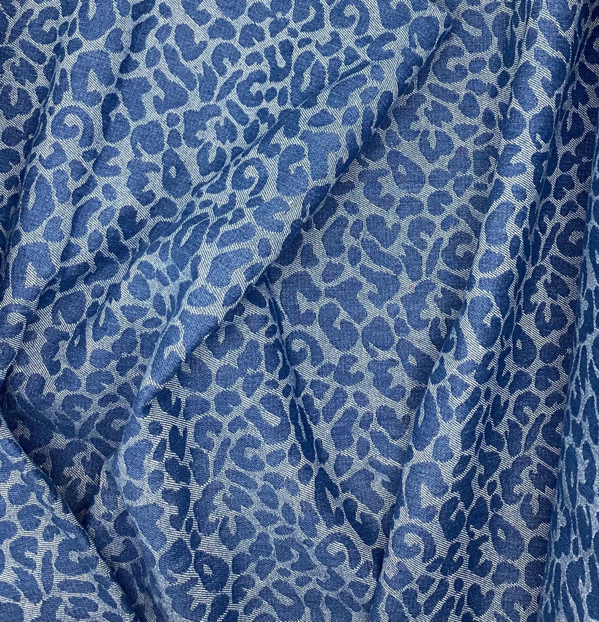 Leopard Washed Denim Jacquard - Medium Blue
