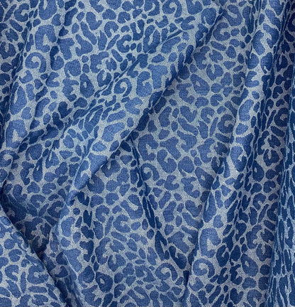 Leopard Washed Denim Jacquard - Medium Blue