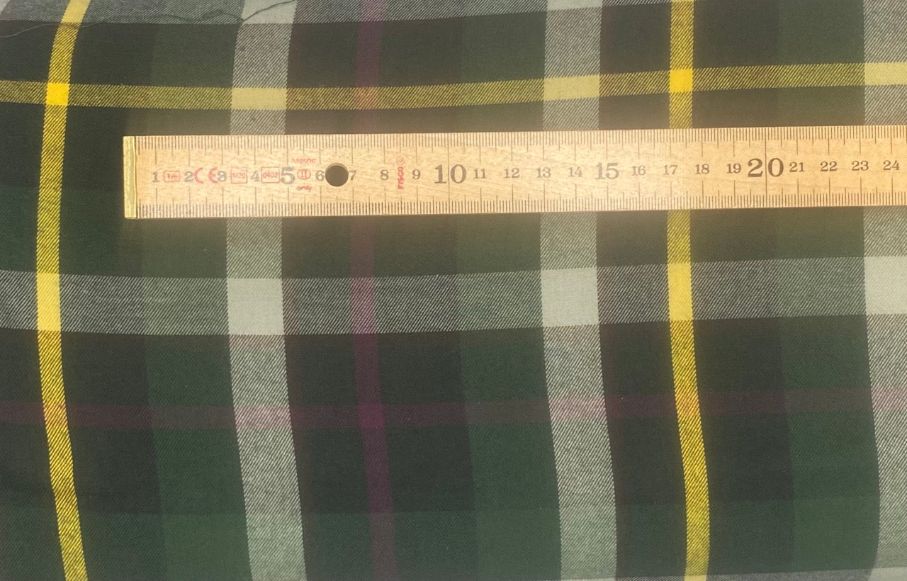 Brushed Green Check - Cotton Twill