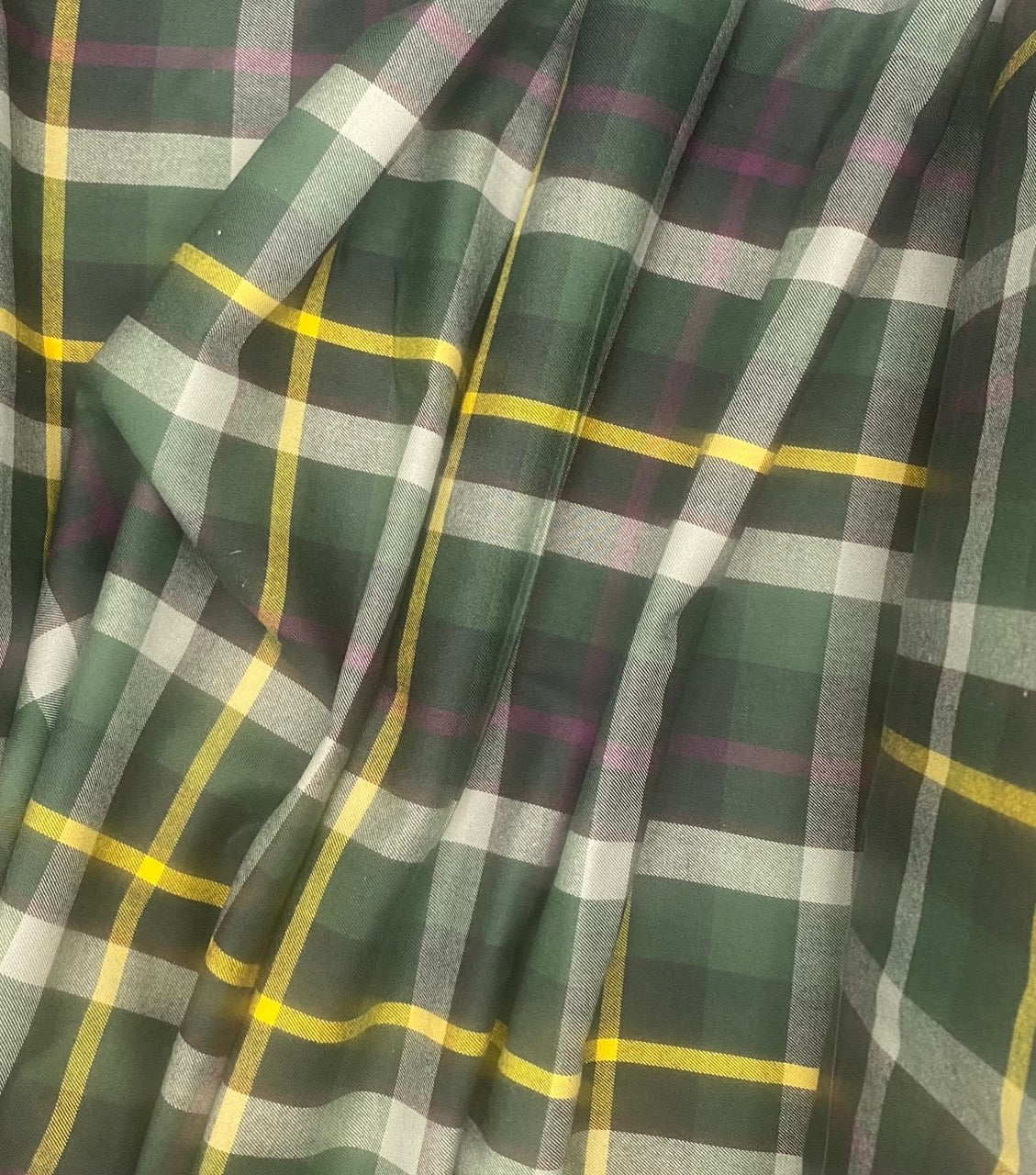Brushed Green Check - Cotton Twill