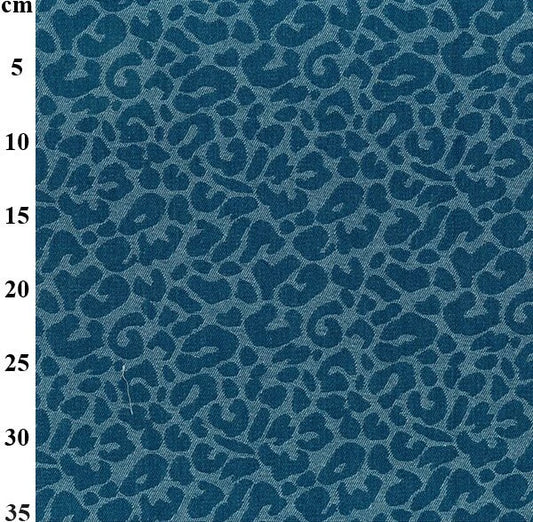 Leopard Washed Denim Jacquard - Medium Blue