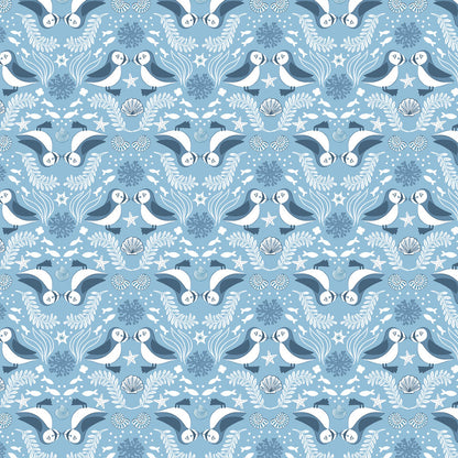 Mirrored puffin blue
