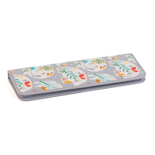 Knitting Pin Case with Tape Measure Trim: Elephants