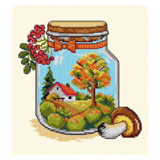 Counted Cross Stitch Kit: Autumn Jar