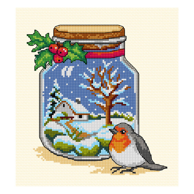 Counted Cross Stitch Kit: Winter Jar