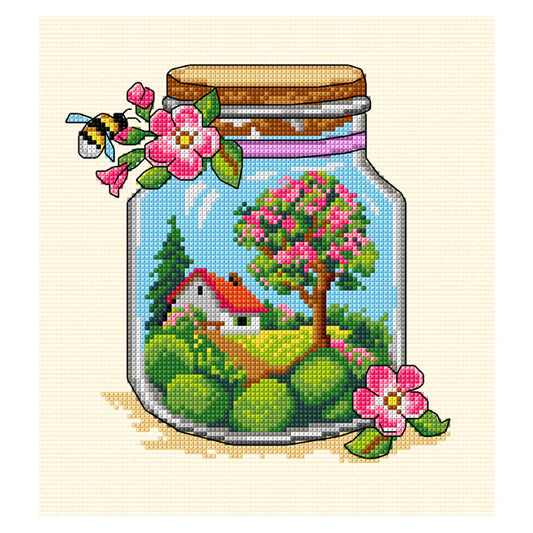 Counted Cross Stitch Kit: Spring Jar