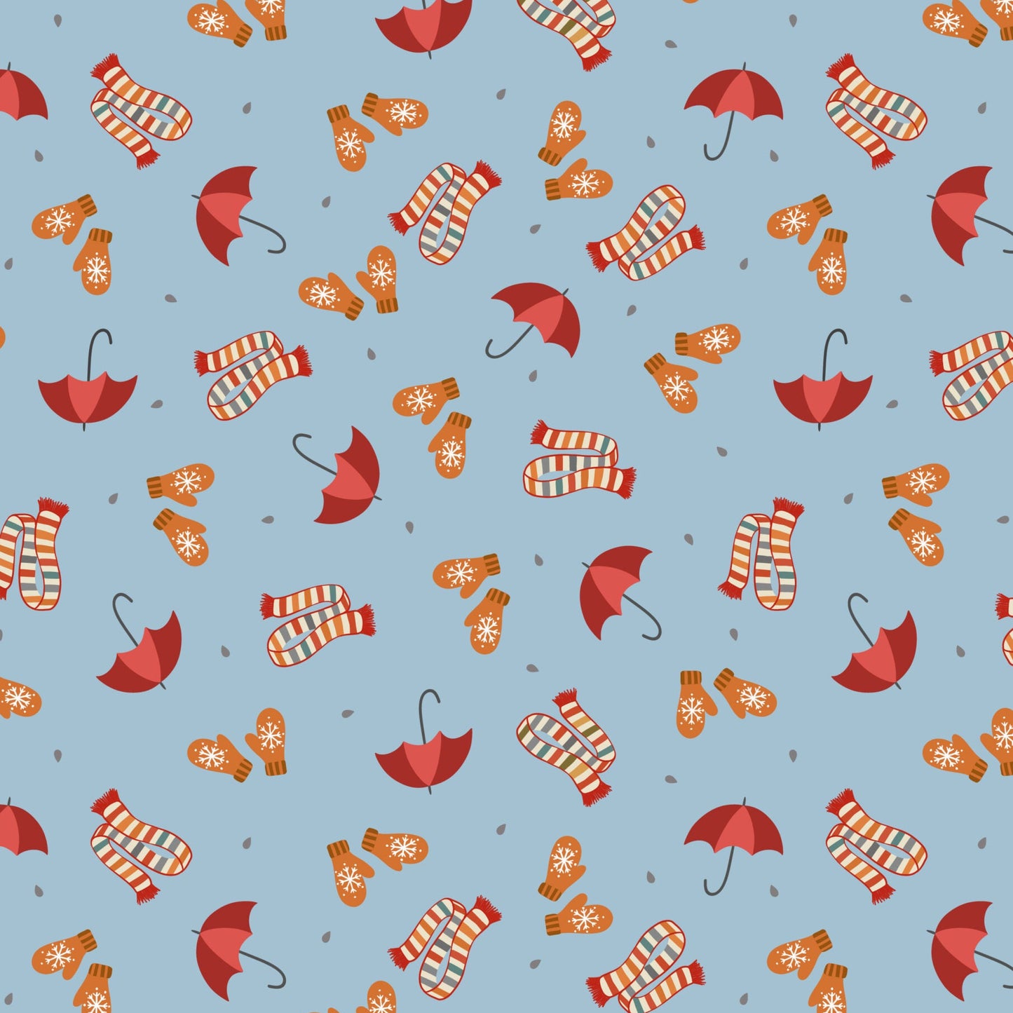 Brollies and scarves on light blue
