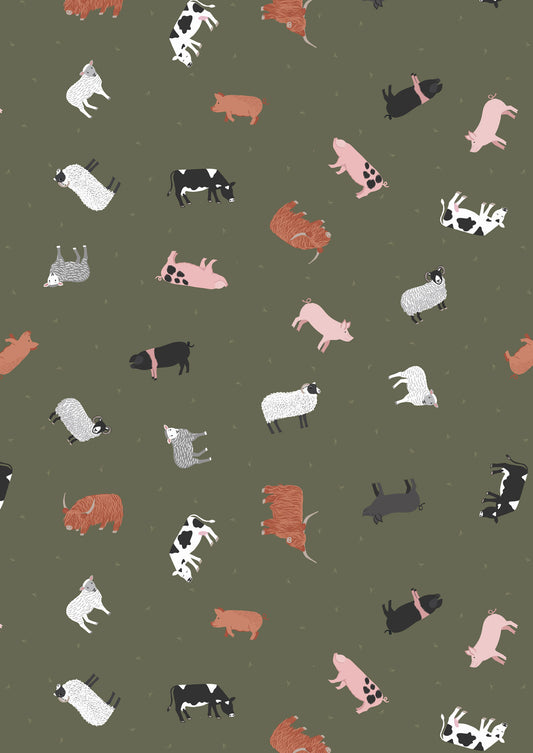 Farm animals on country green