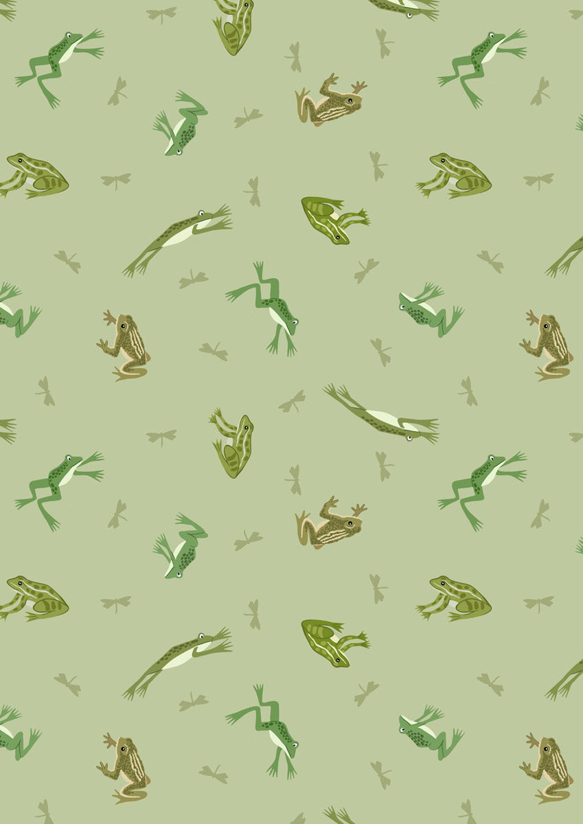 Frogs and toads on light green