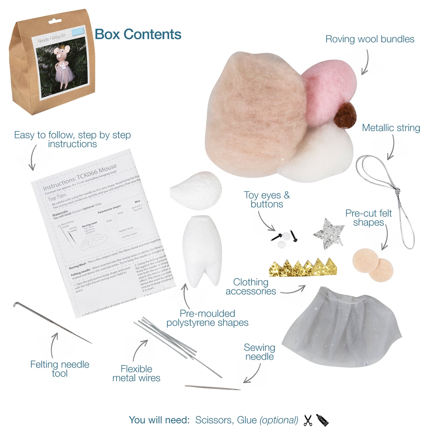 Needle Felting Kit: Nordic Mouse