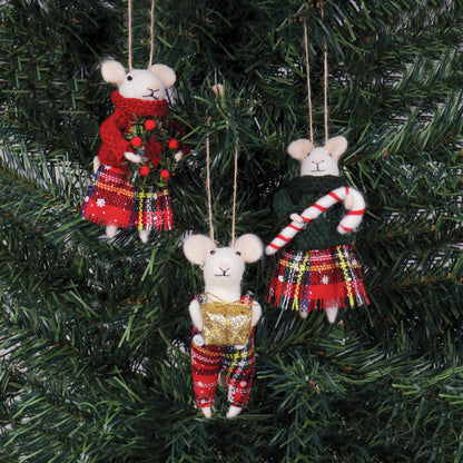 Needle Felting Kit: Tartan Mice Trio