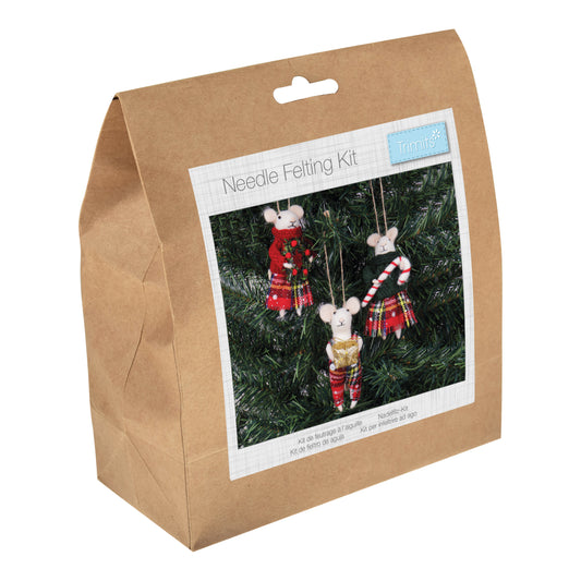 Needle Felting Kit: Tartan Mice Trio