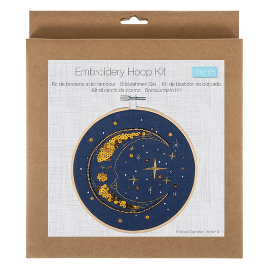 Embroidery Kit with Hoop: Moon