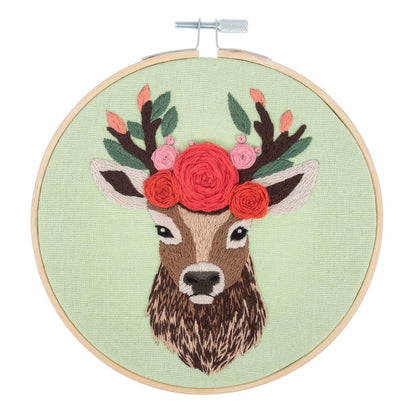 Embroidery Kit with Hoop: Floral Deer