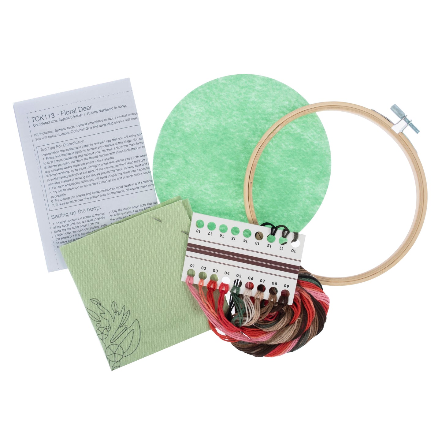 Embroidery Kit with Hoop: Floral Deer