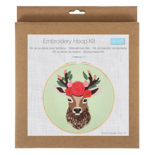 Embroidery Kit with Hoop: Floral Deer