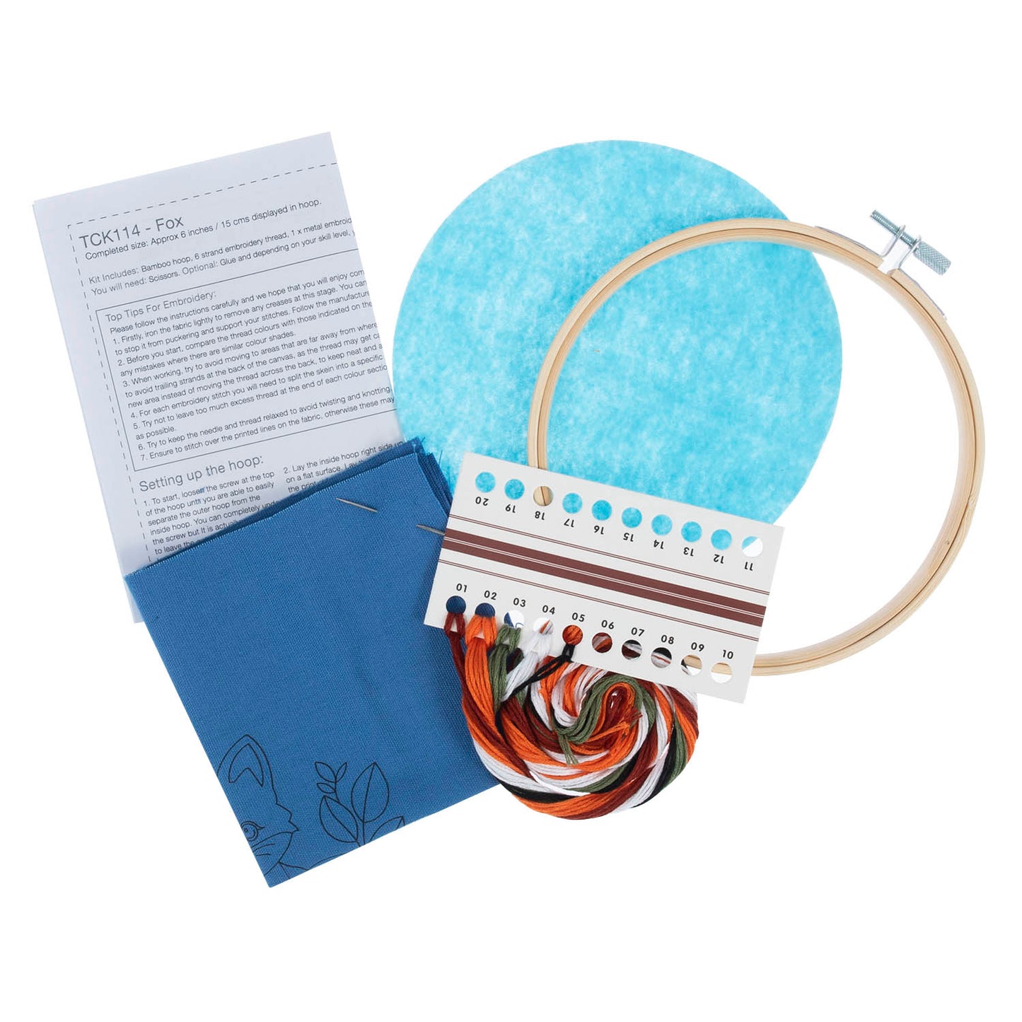 Embroidery Kit with Hoop: Fox