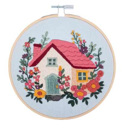 Embroidery Kit with Hoop: House