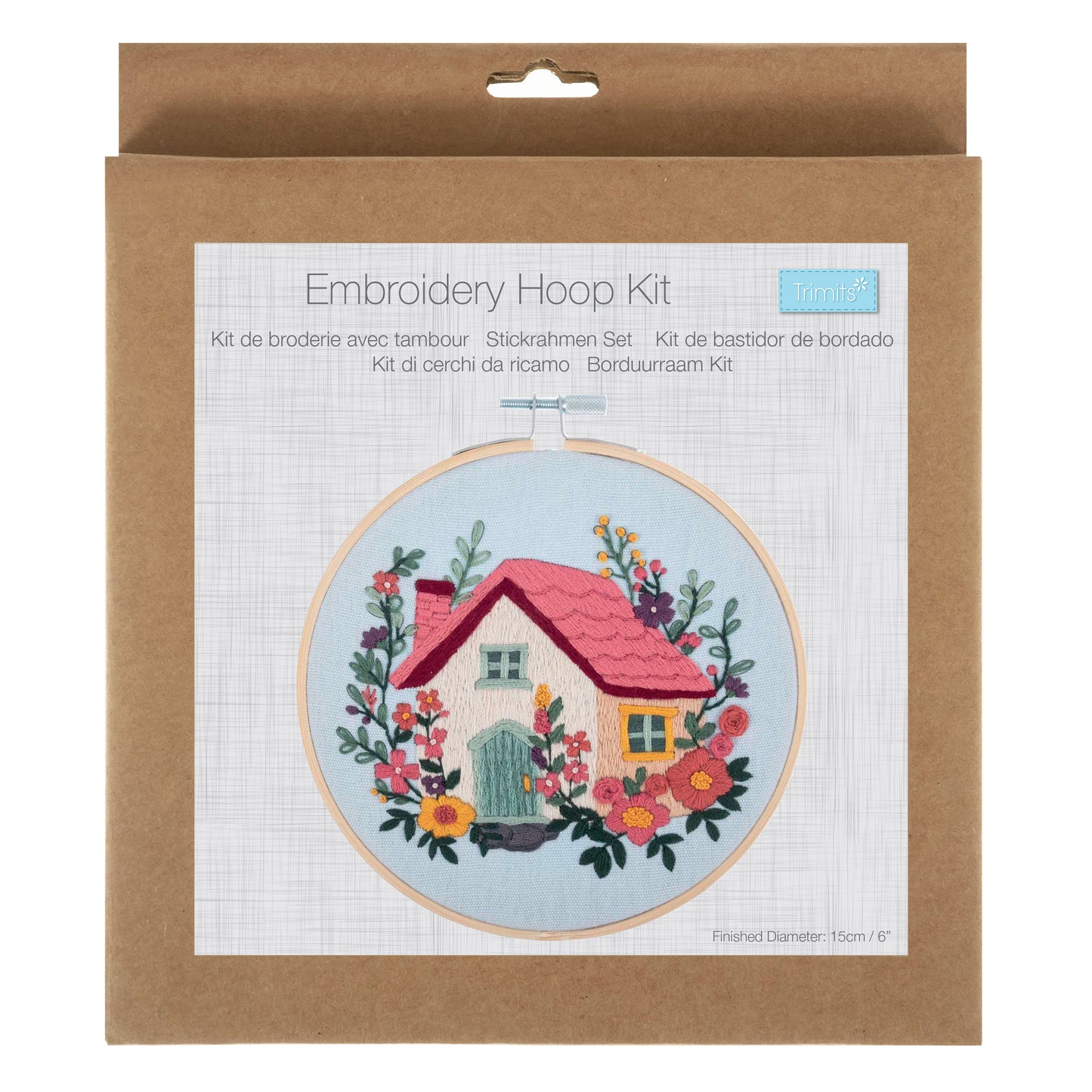 Embroidery Kit with Hoop: House