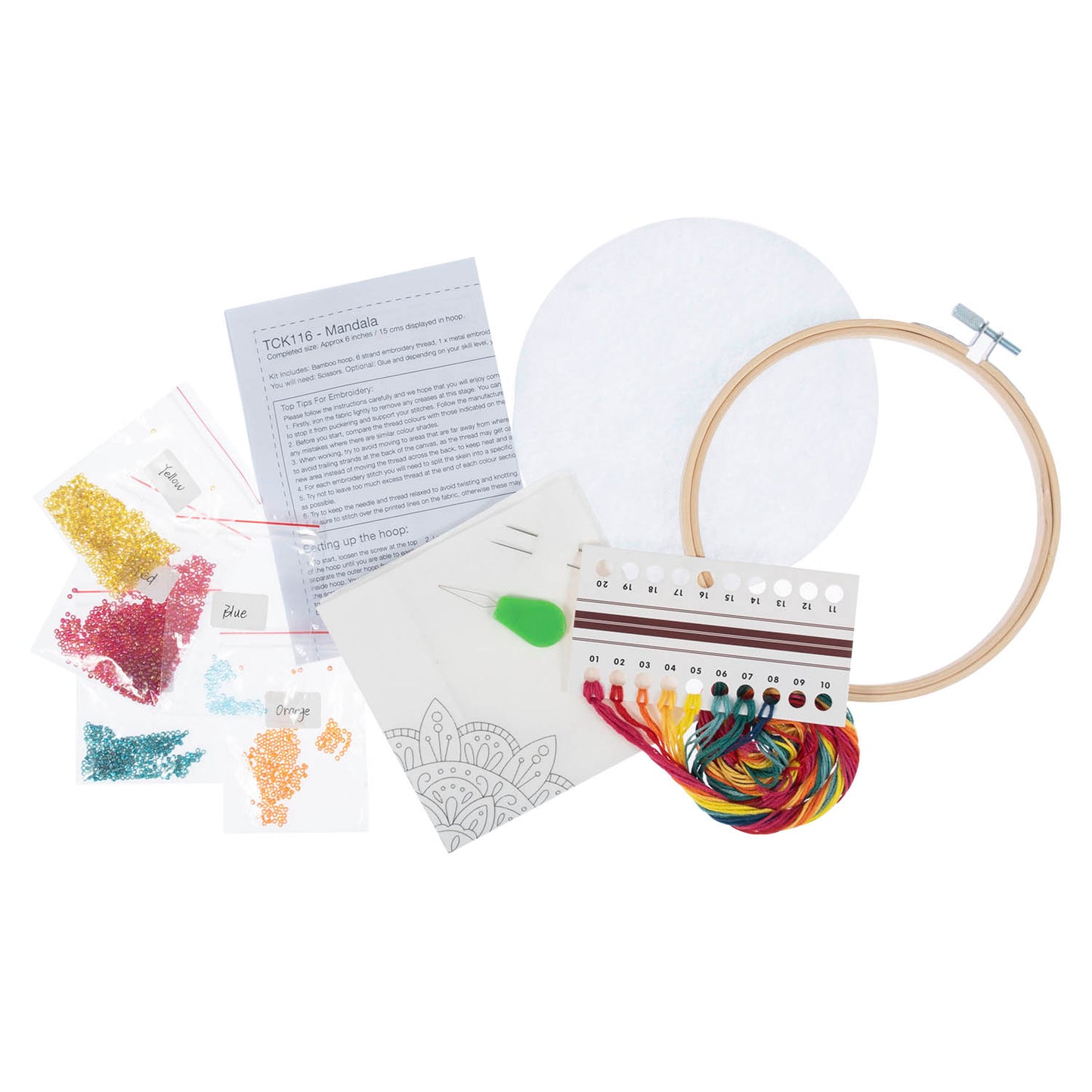 Embroidery Kit with Hoop: Beaded Mandala