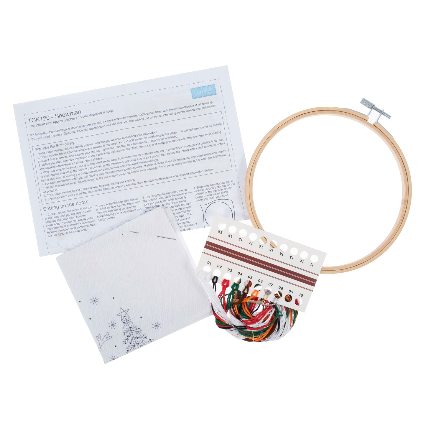 Embroidery Kit with Hoop: Snowman