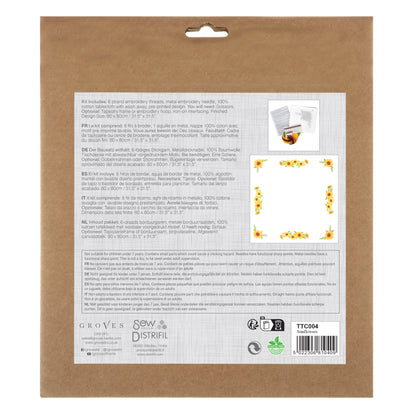 Printed Cross Stitch Tablecloth Kit: Sunflowers