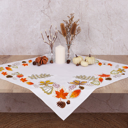 Embroidery Tablecloth Kit: Autumn Leaves