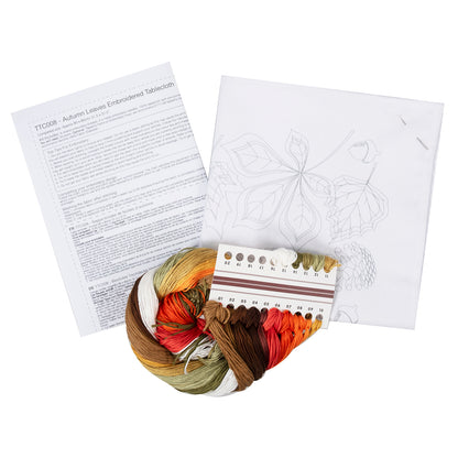 Embroidery Tablecloth Kit: Autumn Leaves