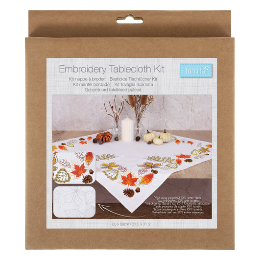 Embroidery Tablecloth Kit: Autumn Leaves