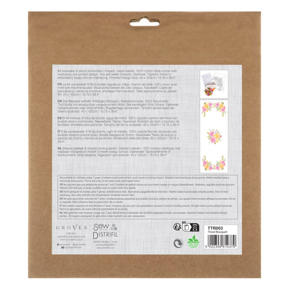 Printed Cross Stitch Table Runner Kit: Floral Bouquet
