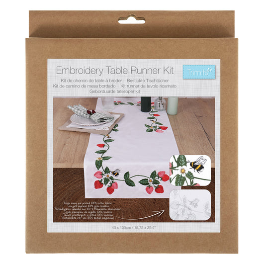 Embroidery Table Runner Kit: Strawberries