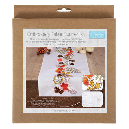 Embroidery Table Runner Kit: Autumn Leaves