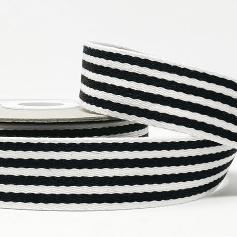 Black and White Stripe Webbing - 38mm