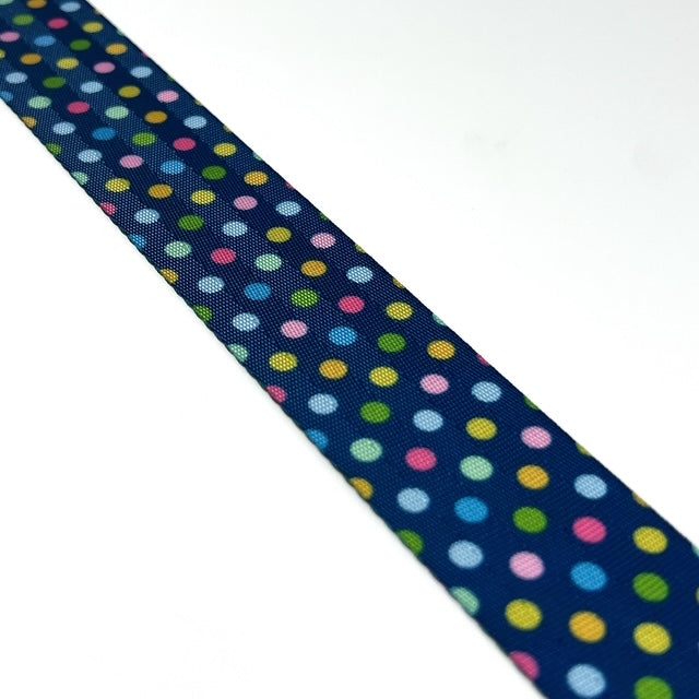 Blue Polkadot Webbing - 38mm