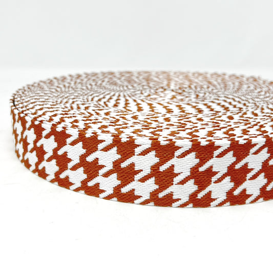 Burnt Orange Houndstooth Webbing - 38mm