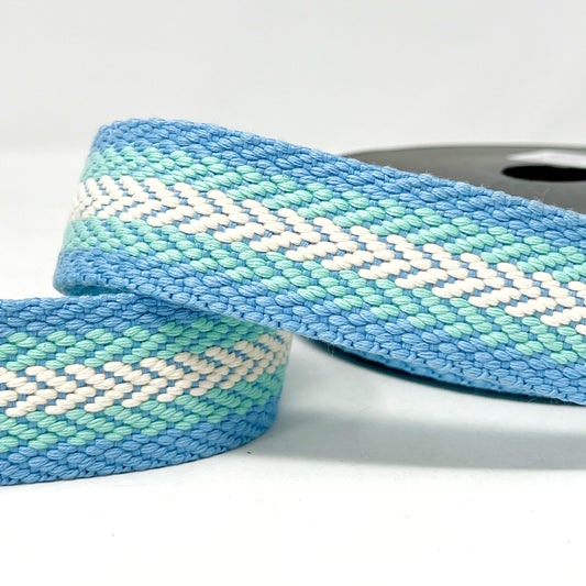 Multi Weave Arrow Webbing - 38mm - Light Blue