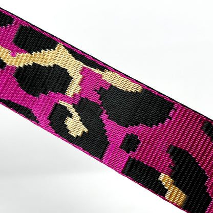 Hot Pink Leopard Print Webbing - 38mm