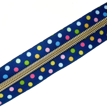Blue Polkadot continuous zip - No.5