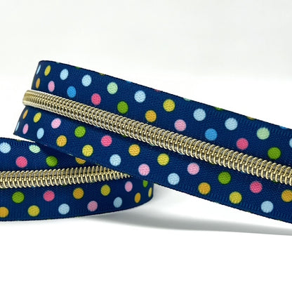 Blue Polkadot continuous zip - No.5